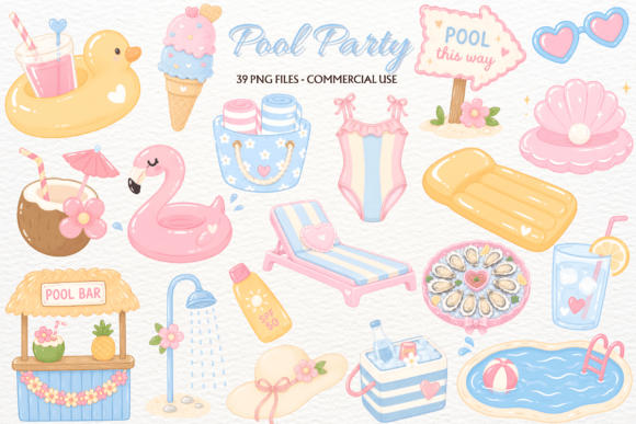 Download Pastel Summer Pool Party Clipart Beach - Party Collection