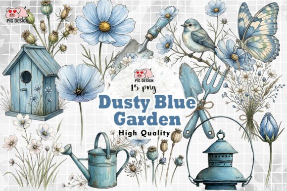 Download Dusty Blue Garden Clipart PNG - Garden Collection