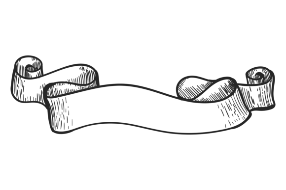 Download Engraved Scroll. Vintage Banner Drawing. - Premium Resources