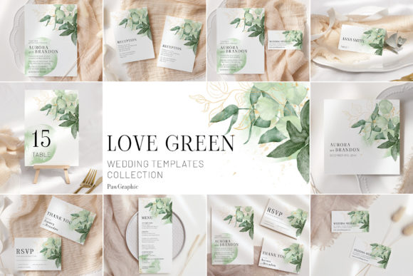 Download Greenery Gold Wedding Template Cards - Greenery Collection